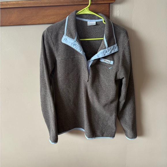 Columbia Sweaters - Columbia Gray Fleece Pullover with Blue Trim